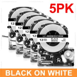 2pcs/5pcs/10pcs SS12KW 12mm Compatible Epson Label Tape SS12KW LK-4WBN ST12KW SC12RW SC12YW for Epson LW-300 LW-400 Label Maker
