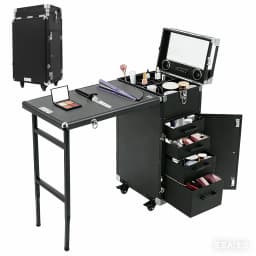 Portable Rolling Manicure Table for Nail Teach w/Audio, Professional Makeup Storage Manicure Dressing Table with, Customized