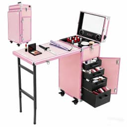 Portable Rolling Manicure Table for Nail Teach w/Audio, Professional Makeup Storage Manicure Dressing Table with, Customized