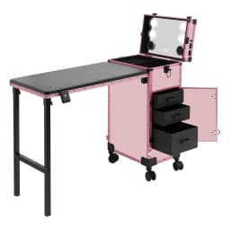 Portable Rolling Manicure Table for Nail Teach w/Audio, Professional Makeup Storage Manicure Dressing Table with, Customized