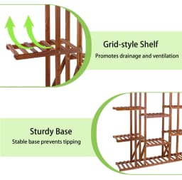 Wooden Plant Shelf Flower Pot Stand Indoor Outdoor Multi-Tier Plant Display Stand