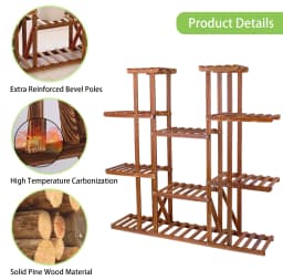 Wooden Plant Shelf Flower Pot Stand Indoor Outdoor Multi-Tier Plant Display Stand