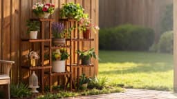 Wooden Plant Shelf Flower Pot Stand Indoor Outdoor Multi-Tier Plant Display Stand