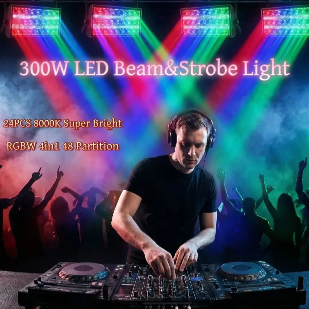 300W LED Beam&Strobe Light RGBW 4in1 Warm White Stage Wash Beam Lights DMX DJ Disco Party Show Horse