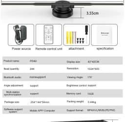 40-85cm 3D Fan Hologram Projector Wifi Control Remote Commercial Advertising Display Hologram Projector Transmit Picture Video