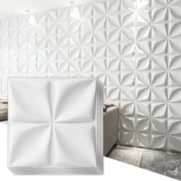 Art3d 3D Wall Panel PVC Flower Design for Interior Wall Décor in Living Room,Bedroom,19.7" x 19.7" (Pack Of 12),Black