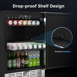Outdoor Beverage Fridge 24 Inch Weather Proof Stainless Steel under Counter Beer Cooler Refrigerator for 190 Cans Foam Door