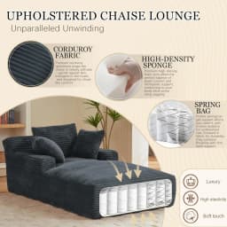 80 Inch Chaise Lounge Chair Indoor, Oversized Corduroy Upholstered Boneless Sofa Bed, Deep Seat Sleeper Couch Reading Chairs, Cl