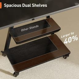 Mobile TV Stand with Soundbar Mount, Rolling Floor TV Stand with Wheels for 43-80" TVs up to 132lbs, Mobile TV Cart with Storag