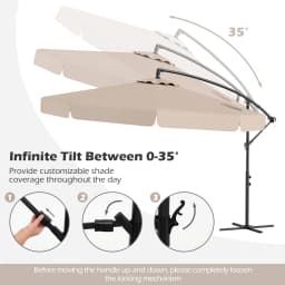 10FT Offset Hanging Umbrella Patio Cantilever Umbrella with Cover