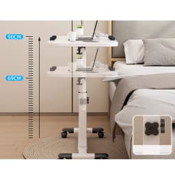 Overbed Table Adjustable Height Over The Bed Hospital Bedside Table w/ Tilting Desktop&Wheels, Rolling Standing Laptop Desk