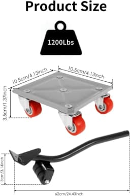 2026 Furniture Movers with Wheels Portable 4 Wheels Furniture Dolly Furniture Mover Tool with 360°Rotation Rubber Wheels