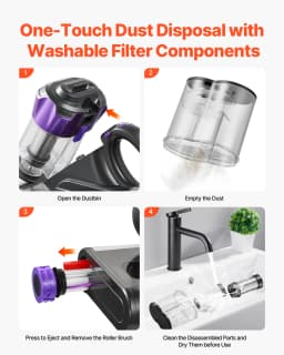 SucceBuy Mattress Vacuum Cleaner w/ 18Kpa Powerful Suction Dual Dust Bin HEPA Filter & Heating Ultrasound Handheld for Bed Sofa