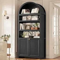 81-inch tall arched cabinet, bookcase with storage space, six-tiered bookshelf in a medieval-modern style, Customizable