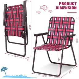 Set of 6 Patio Folding Web Chair Set Portable Beach Camping Chair Red