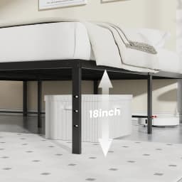 JHK 18IN Tall Basic Metal Platform Bed Frame Sturdy Steel Heavy Duty with Storage Space Bedroom Frames Slat Support For Home