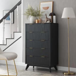Fluted 5 Drawers Dresser, 48" Tall Modern Chest of Drawers, Curved Profile Design, Wood Drawer Organizer, Customized