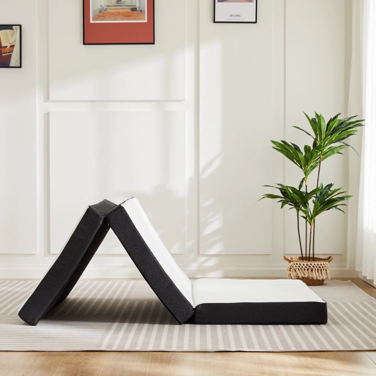 MCQ 3 Inch Tri-fold Mattress Portable Bed Pad Foldable Collapsible and Washable Cover with CertiPUR-US Certified for Home