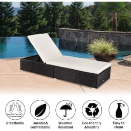 Wicker Chaise Lounge Patio Chaise Lounge Chair Wicker Rattan Pool Lounge Chair with Adjustable Backrest Removable, Customized
