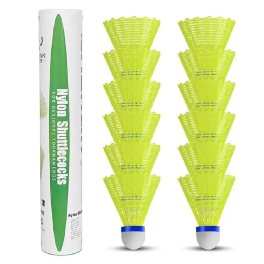 Goose Feather Badminton Shuttlecocks, 12 Pack Nylon Feather Badminton Birdies-Hight Speed Training Birdie Ball for Indoor and O