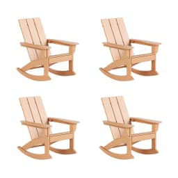 Poly Lumber Adirondack Rocking Chairs Set 4, All Weather Outdoor Porch Garden Patio, Custom