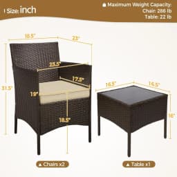 3-Piece Patio Set: PE Rattan Chairs, Cushions & Glass Table, Custom