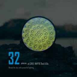 IMALENT MS32 200000 Lumen High Power LED Flashlight with 32 Cree XH70 II High Brightness, 100W Type-C Professional Searchlight