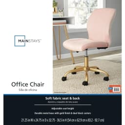 Mainstays Plush Velvet Office Chair, Blush