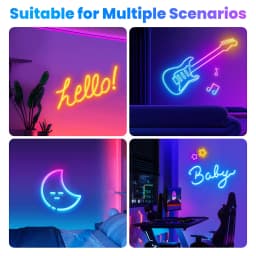 Neon LED Rope Lights, LED Lights For Bedroom Flexible LED Light Strip With Remote And APP Control RGB Lighting Strip