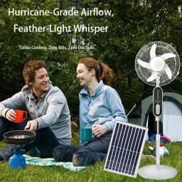16 inch 14400mAh rechargeable battery solar rechargeable fan with solar panel, 2 bulbs, remote control function, 9 wind speeds