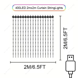2m*2m/3m Smart Curtain Lights Bluetooth App LED String RGB Fairy Lights DIY Music Change Display for Window Bedroom Decoration