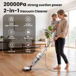 R7 Corded Stick Vacuum Cleaner 600W 20Kpa Powerful Suction Household Handheld Stick Vacuum 3 in 1 Lightweight Cleaner for Home Carpet