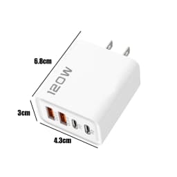 120W 4 Port USB Type C Charger Fast Charging Data Cable USB Phone Charger Adapter for Samsung IPhone Xiaomi Huawei Wall Charger