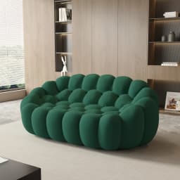 Sdorens 78'' Modern Curved Boneless Sofa Comfy 3D Knitted Fabric Loveseat Couch Football-Shaped Lazy Floor Sofas for Living Room