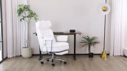 JHK PU Leather Ergonomic Office Computer Desk Chair High Back with Footrest Lumbar Support Height Adjustable For Home Office