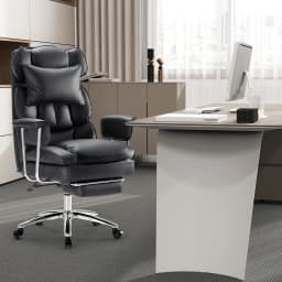JHK PU Leather Ergonomic Office Computer Desk Chair High Back with Footrest Lumbar Support Height Adjustable For Home Office