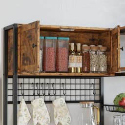 IRONCK Bakers Rack with 2 Storage Cabinets and Power Outlet, 45.3 Inch Kitchen Microwave Stand with Storage, Coffee Bar Cabinet