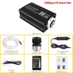 Car Home Use APP Control Fiber Optic Light Kit, 16W RGBW Music Mode Star Ceiling Sky Light with 500/1000 Strands 6.5ft/ 2m Optical Fiber Cable, and More Than 10 Million Colors