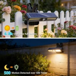2/4 Pack Clip On Solar Motion Lights Outdoor Waterproof Motion Sensor Outdoor Lights with 36 LEDs 6000K Portable Solar Powered Security Light for Fence Garage Camping Portable Solar Powered Security Light