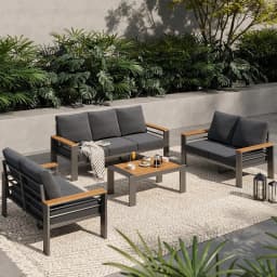 Aoxun Aluminum Outdoor Patio Furniture Set, 7 Seats Outdoor Sectional with Coffee Table, Patio Conversation Sets with Upgraded