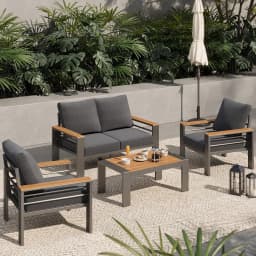 Aoxun Aluminum Outdoor Patio Furniture Set, 7 Seats Outdoor Sectional with Coffee Table, Patio Conversation Sets with Upgraded