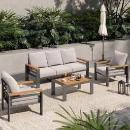 Aoxun Aluminum Outdoor Patio Furniture Set, 7 Seats Outdoor Sectional with Coffee Table, Patio Conversation Sets with Upgraded