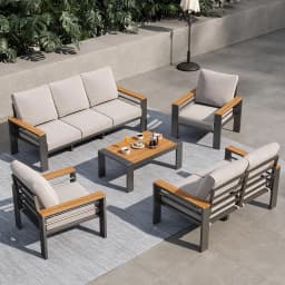 Aoxun Aluminum Outdoor Patio Furniture Set, 7 Seats Outdoor Sectional with Coffee Table, Patio Conversation Sets with Upgraded
