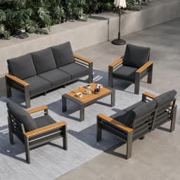 Aoxun Aluminum Outdoor Patio Furniture Set, 7 Seats Outdoor Sectional with Coffee Table, Patio Conversation Sets with Upgraded