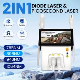 Portable 2 In 1 Diode Lase Picosecond Lase FAC 4 Wavelength 755 808 940 1064nm Hair Removal Tattoo Removal Equipment