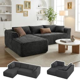 106" Modular Chenille Cloud Sofa, Deep Seat with Memory Foam, Comfy Couch for Living Room, Custom