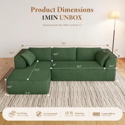 106" Modular Chenille Cloud Sofa, Deep Seat with Memory Foam, Comfy Couch for Living Room, Custom