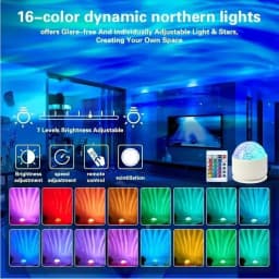 Ocean Wave Projector Light, 16 Color Water Ripple Lamp with Remote Control, 3D Ocean Lamp for Home Office Bar Restaurant
