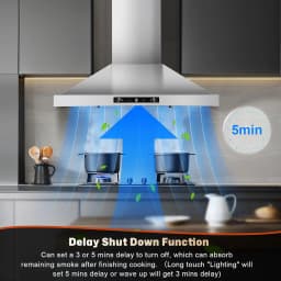 24/30 Inch Wall Mount 450CFM Stainless Kitchen Vent Gesture Sensing & Touch Control 3 Speed Range Hood