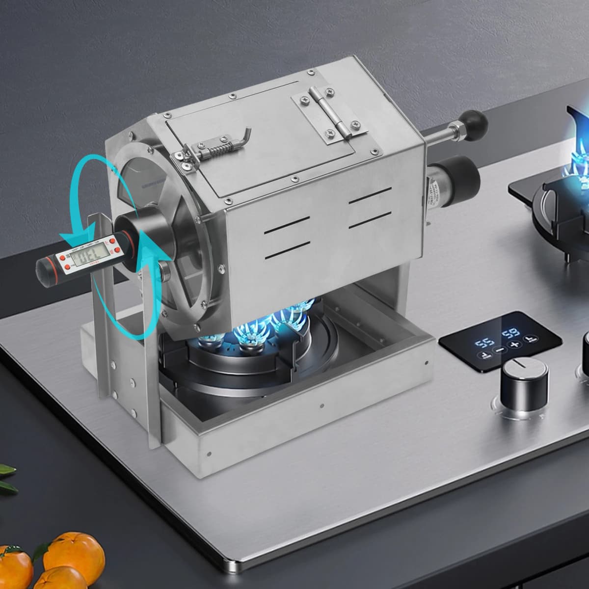 Electric Coffee Bean Roaster 5-59rpm Adjustable Home Drum Roaster Stove 300-1200g Mount Electric Roasting Machine